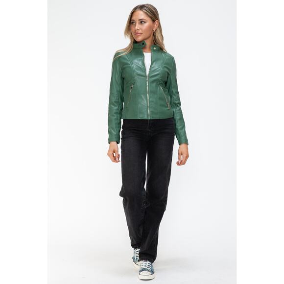 SNOBBISH Green Double Zip Layered Hooded Long Sleeve Jacket NEW Moto Medium - Picture 10 of 10